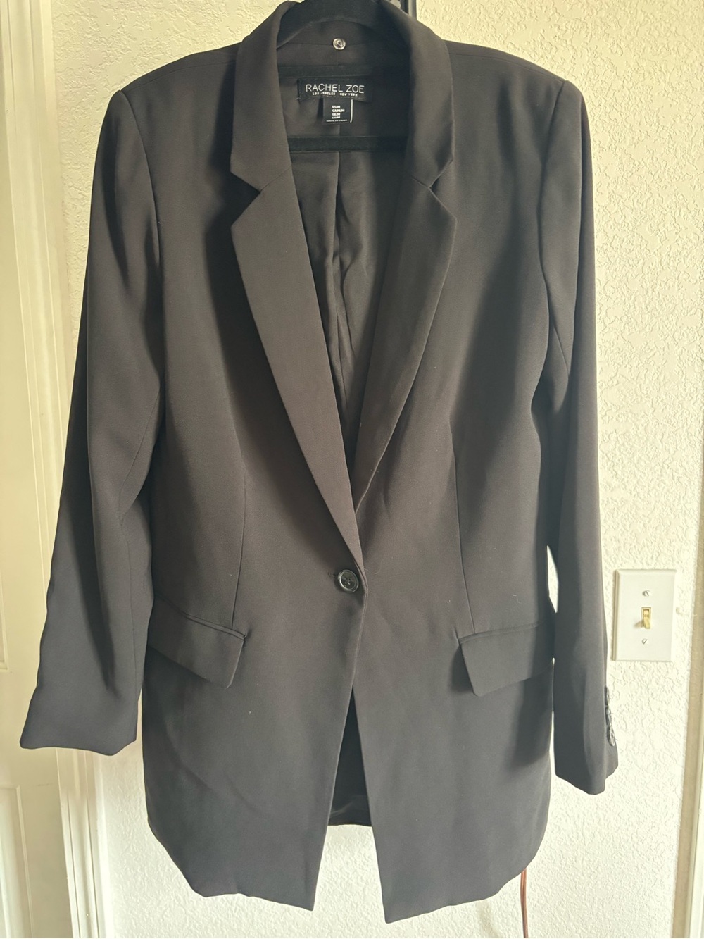 Rachel Zoe Women's Black Long Single-Button Blazer